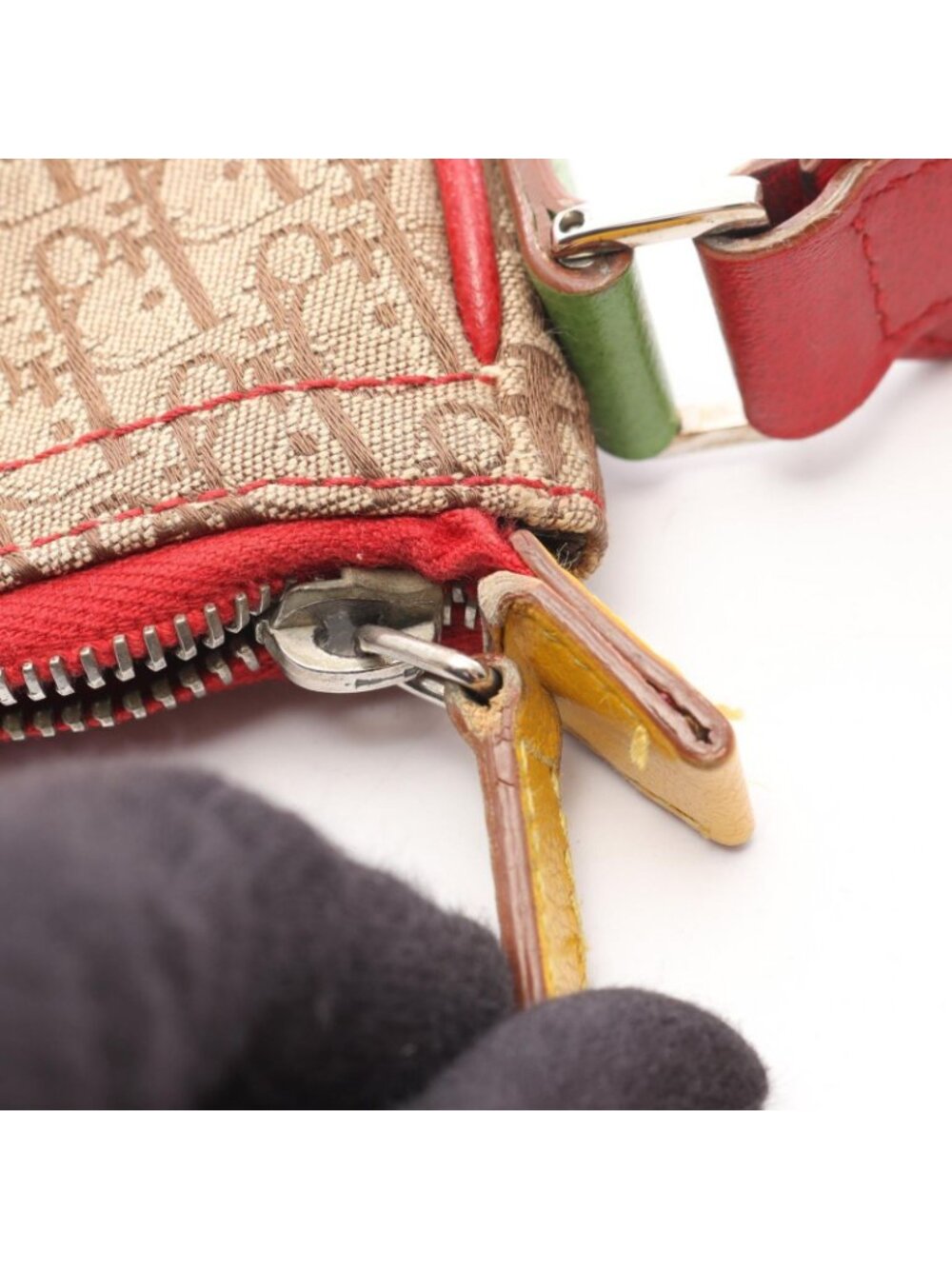 Dior Shoulder Bag Rasta Trotter Saddle Pocket Beige Multi Canvas Leather - Picture 10 of 15